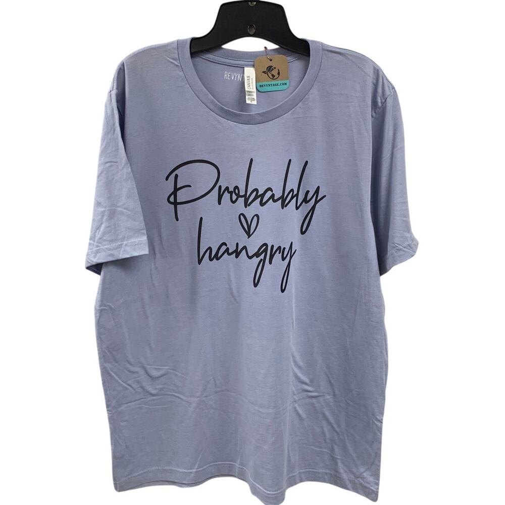 New Hand Printed Womens XL Probably Hangry Heart Short Sleeve PolyCotton T-Shirt